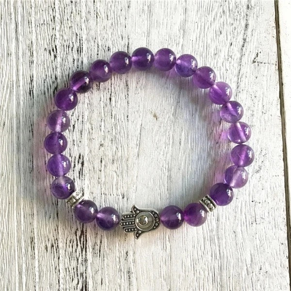 Amethyst Hamsa Hand Bracelet